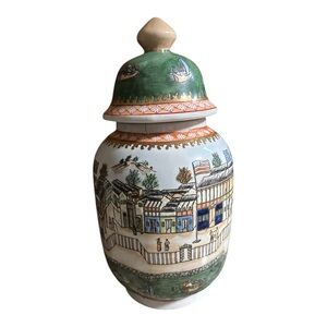 Vintage 1970’s Ginger jar From Hong Kong Approx 13” High X 21.5 Diameter.